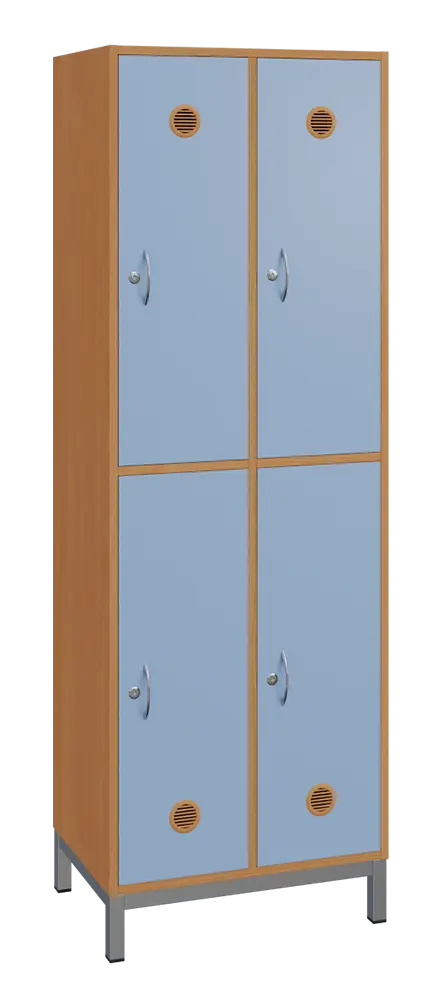 SBS-2222 šatní skříň 4-boxová, 1800x600x400 mm, kovové nohy, korpus buk royal, dvířka blankyt